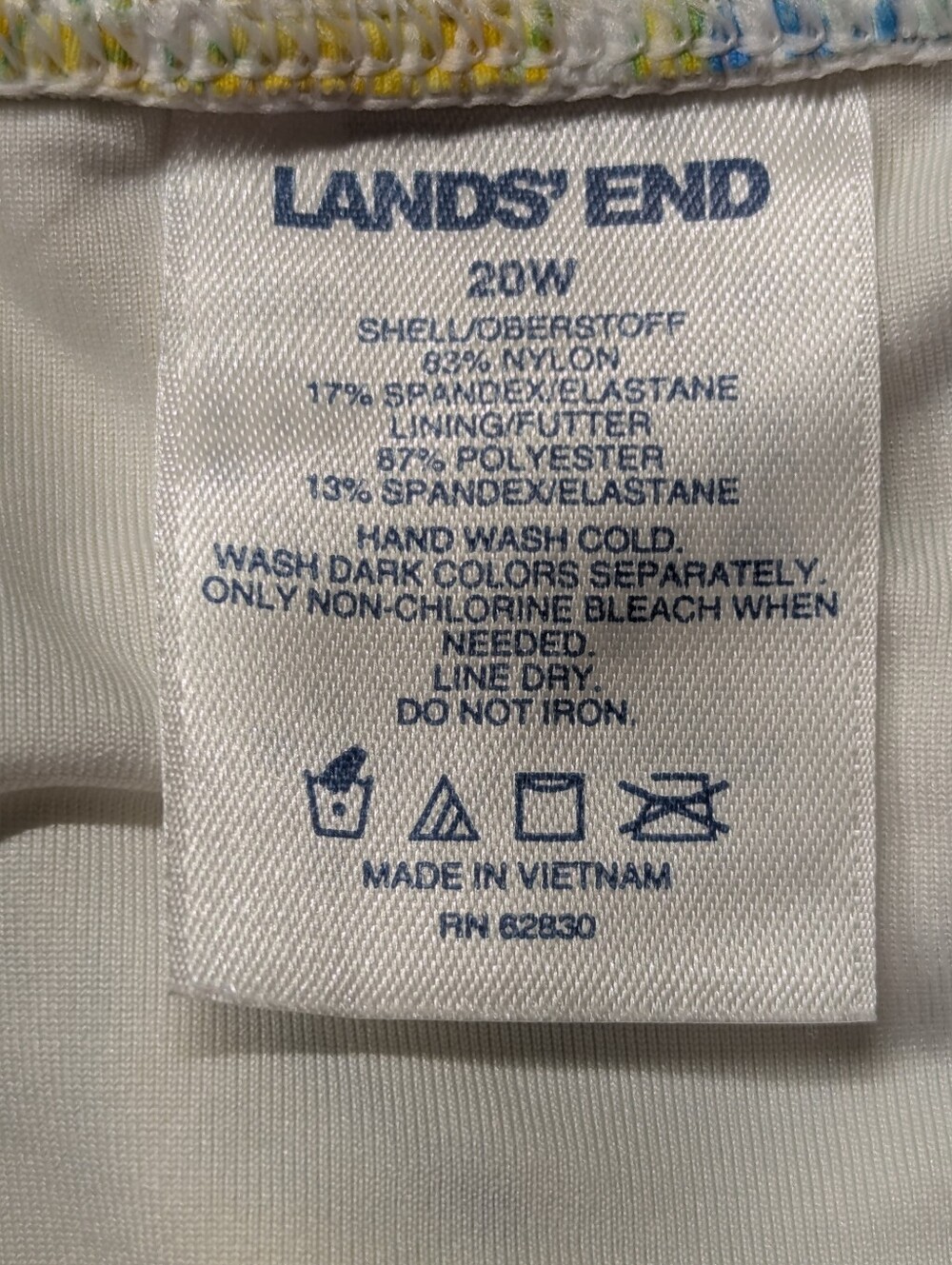 Lands End Tankini Yellow Blue Plus Size Padded Underwire Bra Size 20/22W New - Picture 11 of 14
